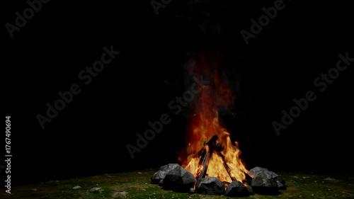 Burning fire. Bonfire.