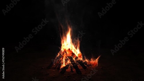 Burning fire. Bonfire.