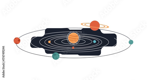 Illustration of the Solar System with Planets and Orbits.