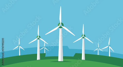 Wind Turbines Generating Clean Renewable Energy.