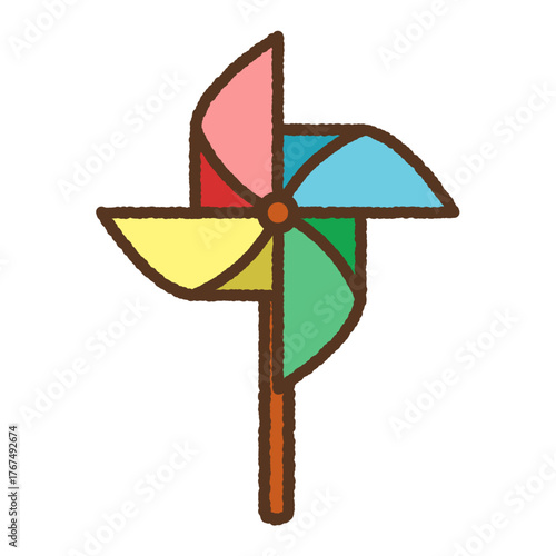 手書き風のシンプルアイコンイラスト　かざぐるま