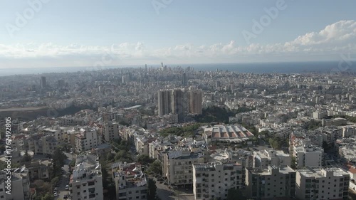 Done areal shot of Beirut, Lebanon showing the whole city.