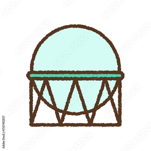 手書き風のシンプルアイコンイラスト　ガスホルダー