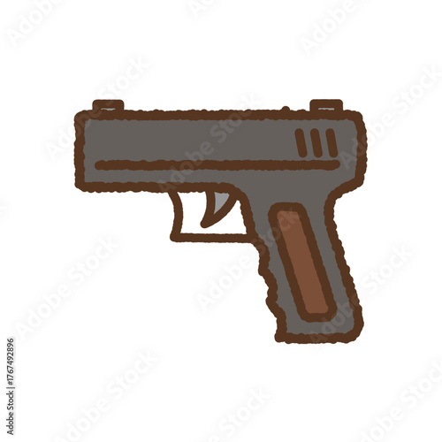 手書き風のシンプルアイコンイラスト　銃
