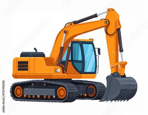 Orange excavator industrial heavy machinery construction equipment construction site digging machinery heavy duty vehicle heavy equipment equipment illustration