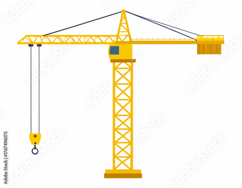 Illustration of a yellow construction crane, perfect for building and industrial projects