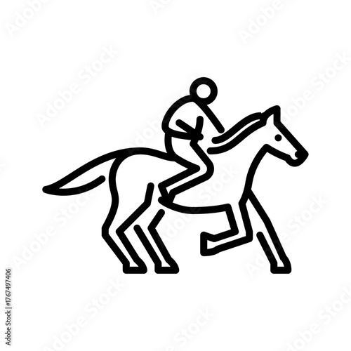 equestrian outline icon. riding a horse black line illustration.