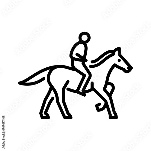 Horse riding outline icon. equestrian black line illustration.