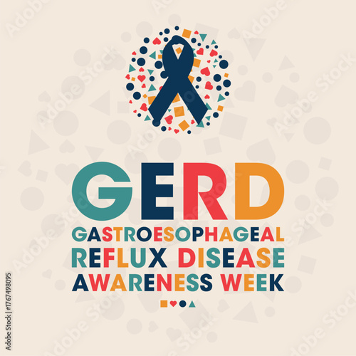 GERD awareness week (Gastroesophageal reflux disease) awareness month, Colourful Poster, Banner Design Template.
