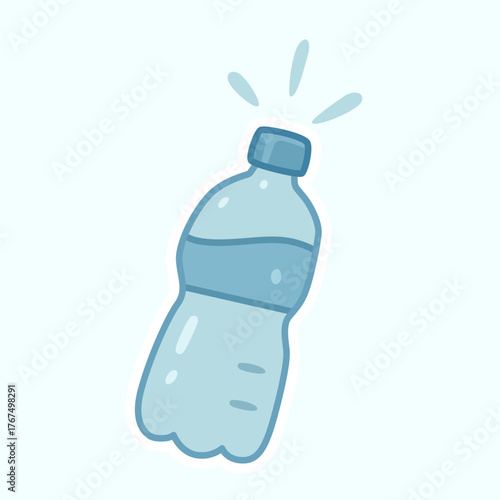 Refreshing Water Bottle Sticker with Splash for Hydration and Sports. Isolated Vector Illustration