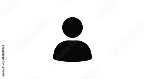 Simple silhouette icon of a person representing user profile and identity on a white canvas silhouette