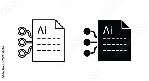 Icon of ai file format data input and output connections - Line and glyph icon and logo - Vector icon symbol for website - Icon vector