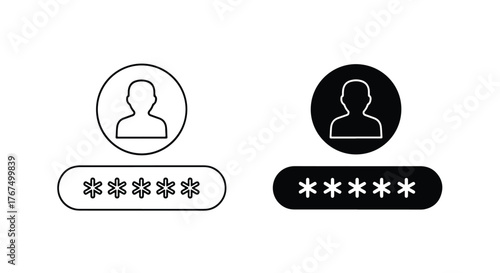 User account authentication login credentials password entry icons - Line and glyph icon and logo - Vector icon symbol for website - Icon vector