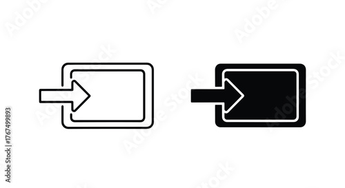 Modern input and login icons with arrow and rectangle shapes - Line and glyph icon and logo - Vector icon symbol for website - Icon vector