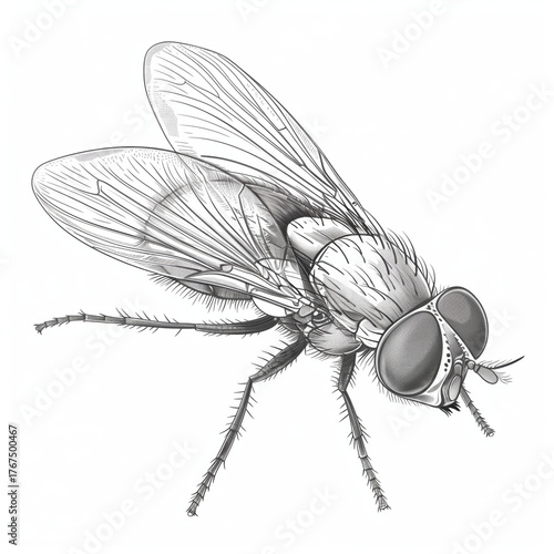 Drosophila, fruitfly scientific sketch