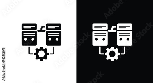 Server rack technology connection data center network configuration icon - Line and glyph icon and logo - Vector icon symbol for website - Icon vector