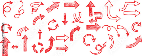 hand drawn red arrows collection conveying direction energy and focus across infographics branding and motion graphics
