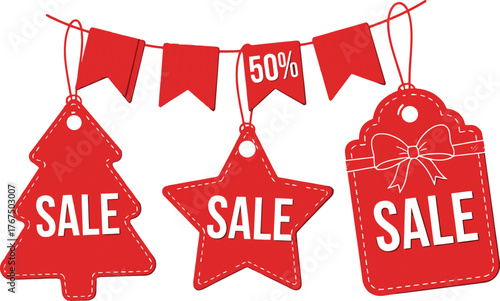 red sale tag graphics with fifty percent banner capturing buyer attention and boosting visibility in marketing visuals