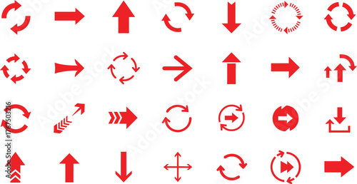 red directional arrows set highlighting navigation and progress concepts that strengthen visual storytelling in design