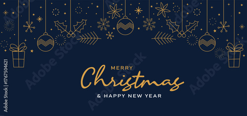 Merry Christmas and happy new year on Christmas letters, Gift boxes, Christmas element for greeting 