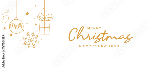 Merry Christmas and happy new year on Christmas letters, Gift boxes, Christmas element for greeting 