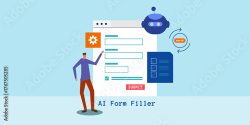 AI assistant automates web form entries through intelligent software configuration and validation, office workflow.