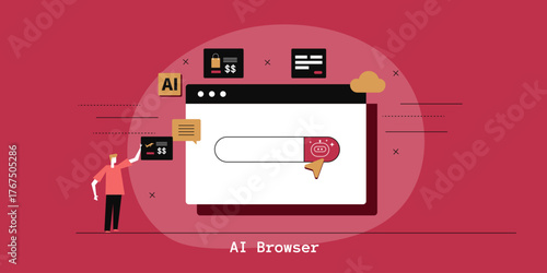 Internet user activates AI browser to explore multiple shopping offers, travel planning guide, automatic form completion and instant personalised response.