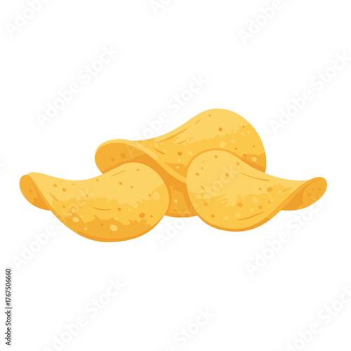 Crispy Golden Potato Chips Closeup Illustration