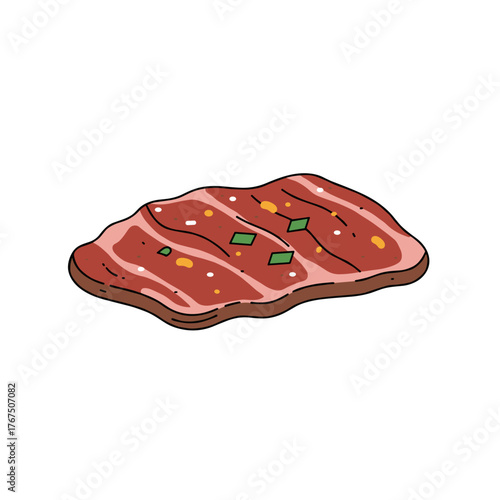 Marinated Beef Steak with Herbs and Spices Ready for Grilling