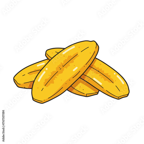 Golden Fried Banana Slices Illustration