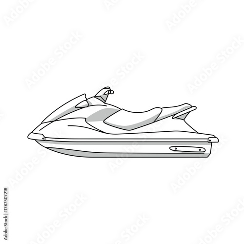 Side Profile Line Drawing of a Personal Watercraft Jet Ski