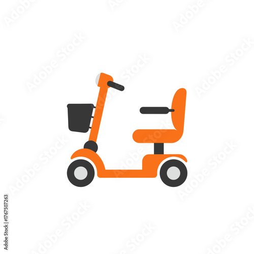 Orange Mobility Scooter with Basket and Seat