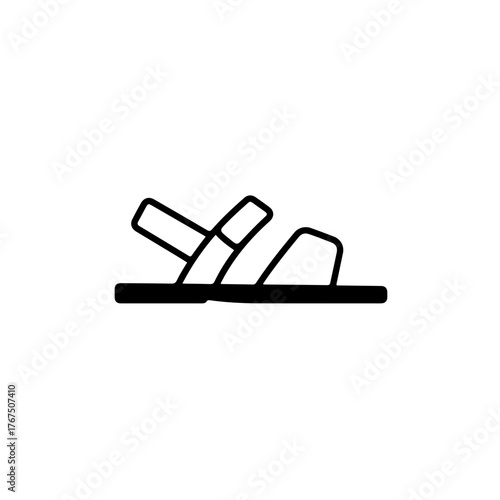 Simple Line Drawing of a Summer Sandal with Two Straps