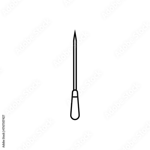 Simple Line Drawing of a Pointed Awl with Handle