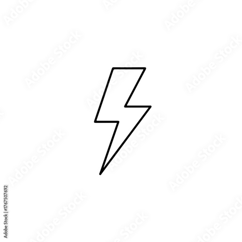 Simple Bold Black Line Art Lightning Bolt Icon