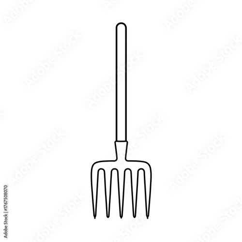 Simple Line Drawing of a Garden Hand Rake Tool
