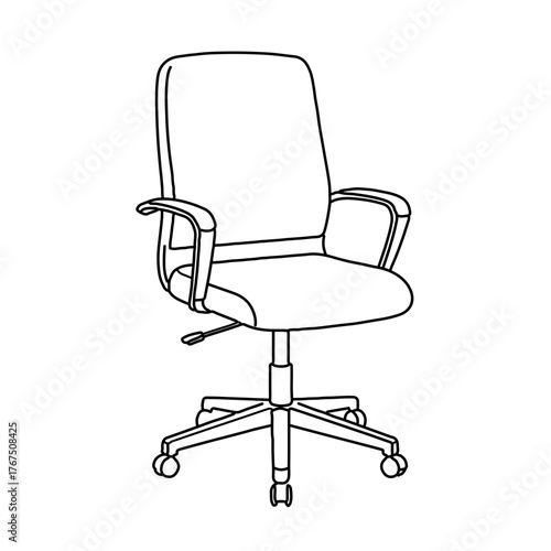 Swivel Office Chair Line Drawing Illustration