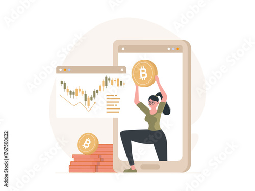 Cryptocurrency Modern Vector Scenes for Finance and Digital Currency