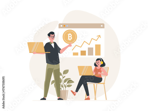 Cryptocurrency Modern Vector Scenes for Finance and Digital Currency