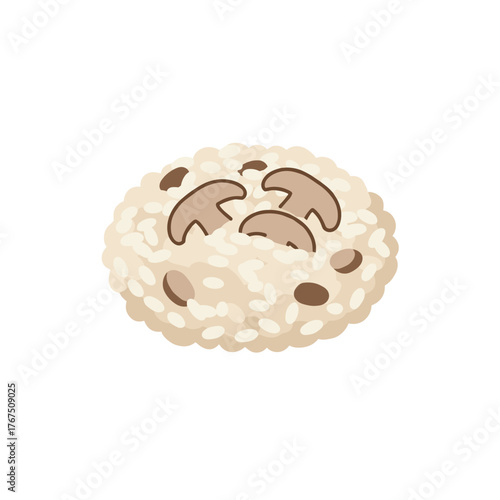 Cartoonish Risotto with Sliced Mushrooms, a Delicious Culinary Delight