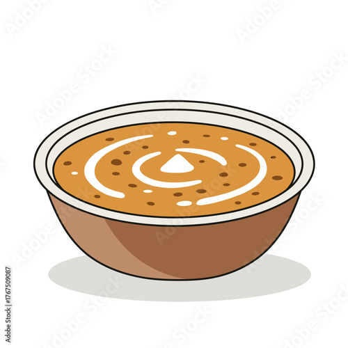 Aromatic Dal Makhani in a Brown Bowl with Swirled Cream