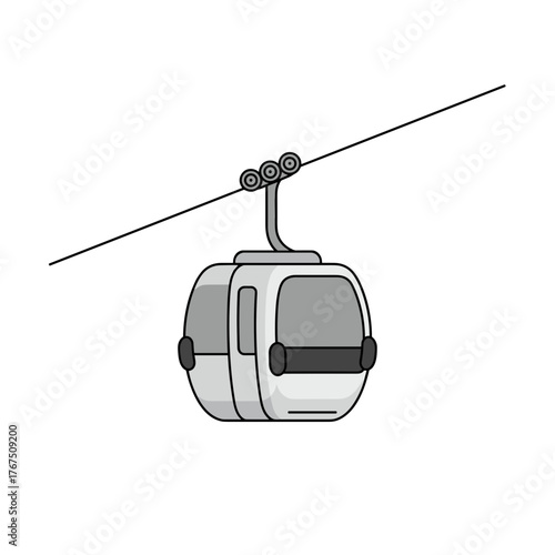 Modern Cable Car Transportation System Ascending on a Diagonal Cable