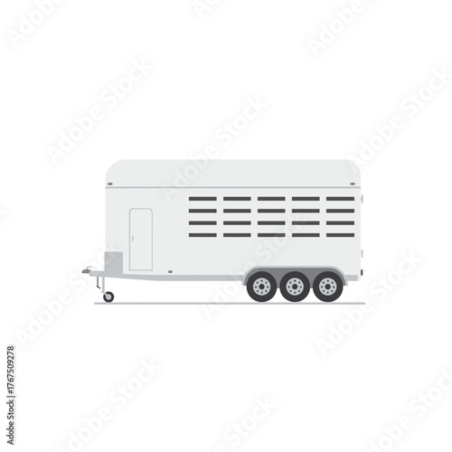 White Livestock Trailer Side Profile Illustration
