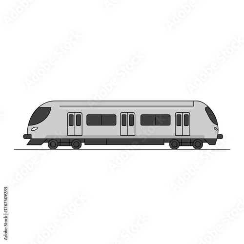 Modern Urban Train Depicted in Simple, Clean, and Minimalist Style