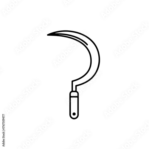 Simple Line Drawing of a Traditional Sickle Harvesting Tool