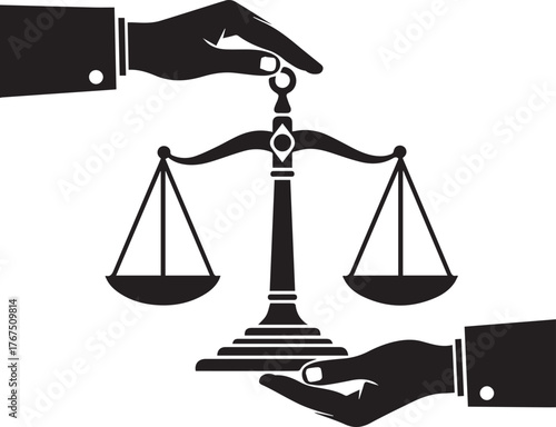 Human rights day scales of justice symbolizing equality fairness and law hands holding balance