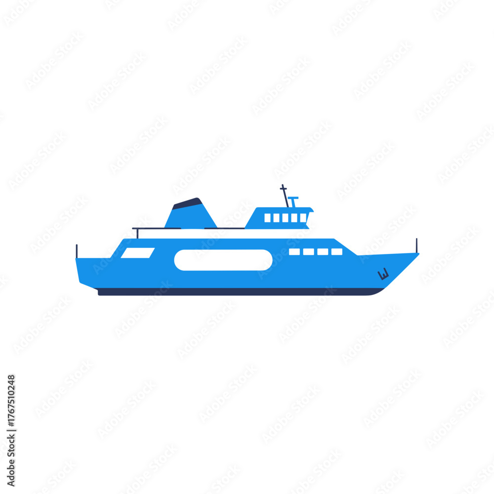 Naklejka premium Simple Illustration of a Modern Blue Ferry