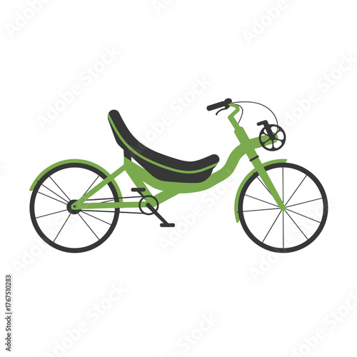 Recumbent Bicycle Design: Green Frame and Black Seat