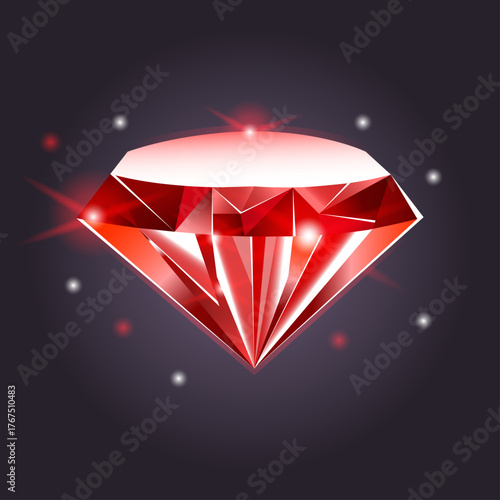 Realistic luxury red diamond vector illustration