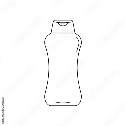 Minimalist outline of a contoured bottle with a flip-top lid, simple line art